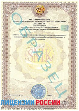 Образец сертификата соответствия (приложение) Котово Сертификат ISO 13485